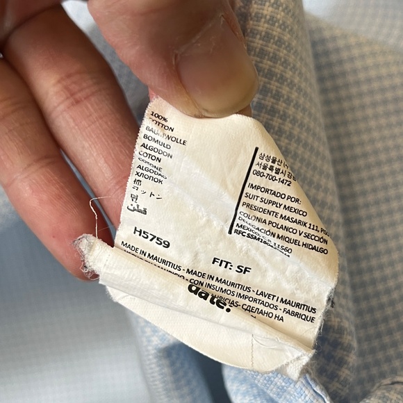 Suitsupply Egyptian Cotton Slim Check Button Up Shirt - Men's Size 40/15.75 - Picture 6 of 10